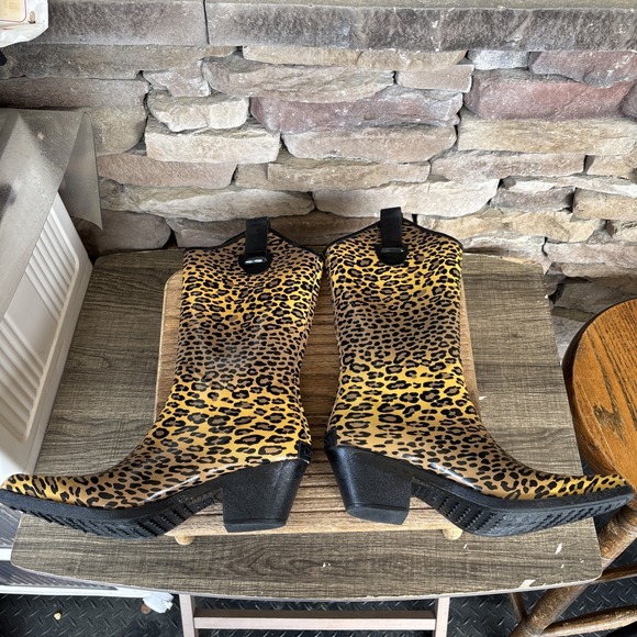 Corkys Women's Western Cowboy Rain Boots Size 5 Leopard Print - Picture 5 of 12